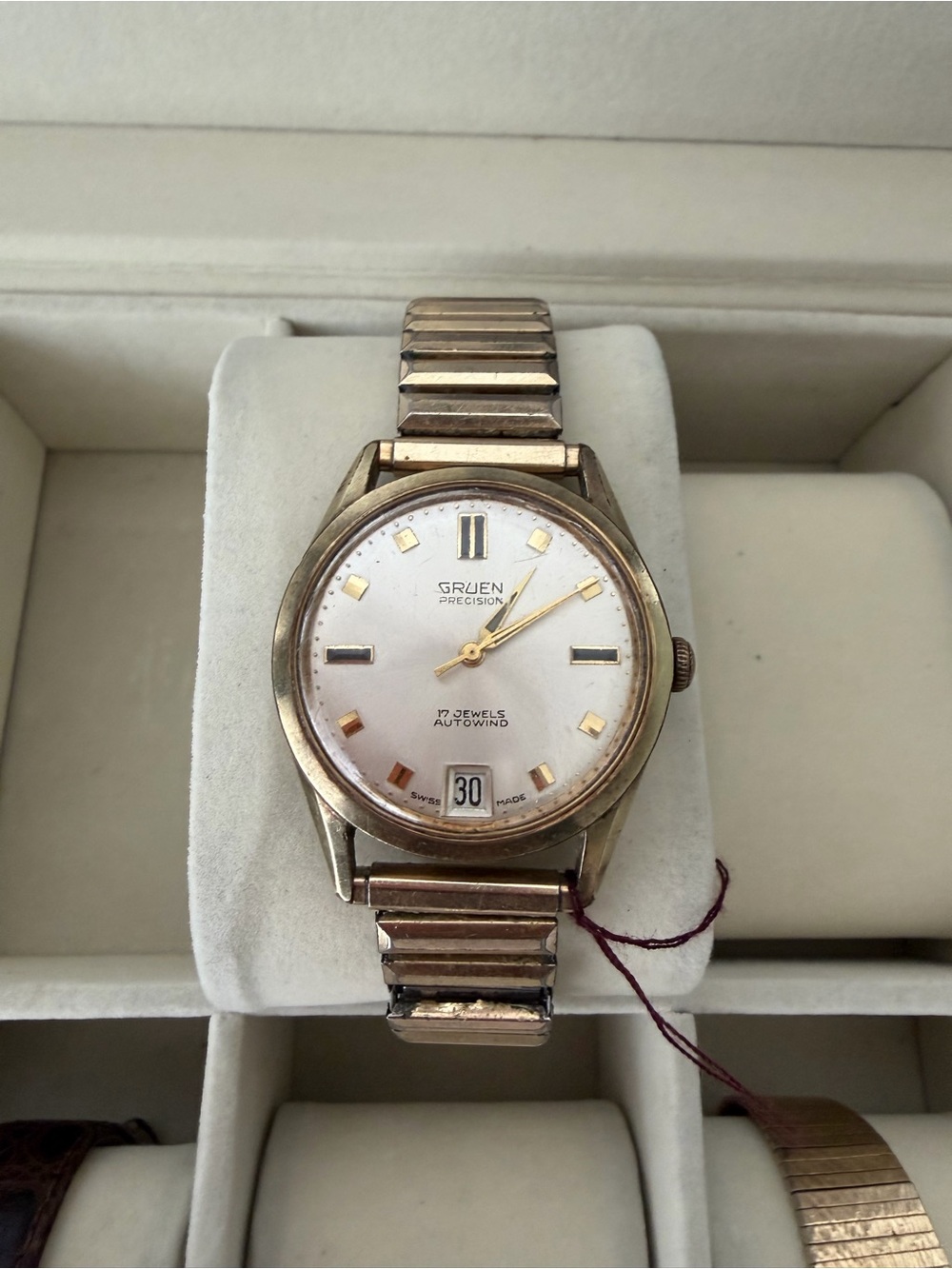 Gruen Precision Vintage Gold Tone Automatic Watch - White Dial 1960s